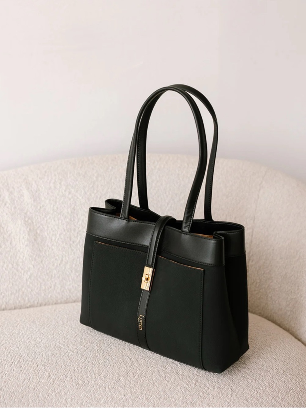 NWT Elegant Black Tote Bag with Gold Hardware - Women Bags Loreen’s Tote